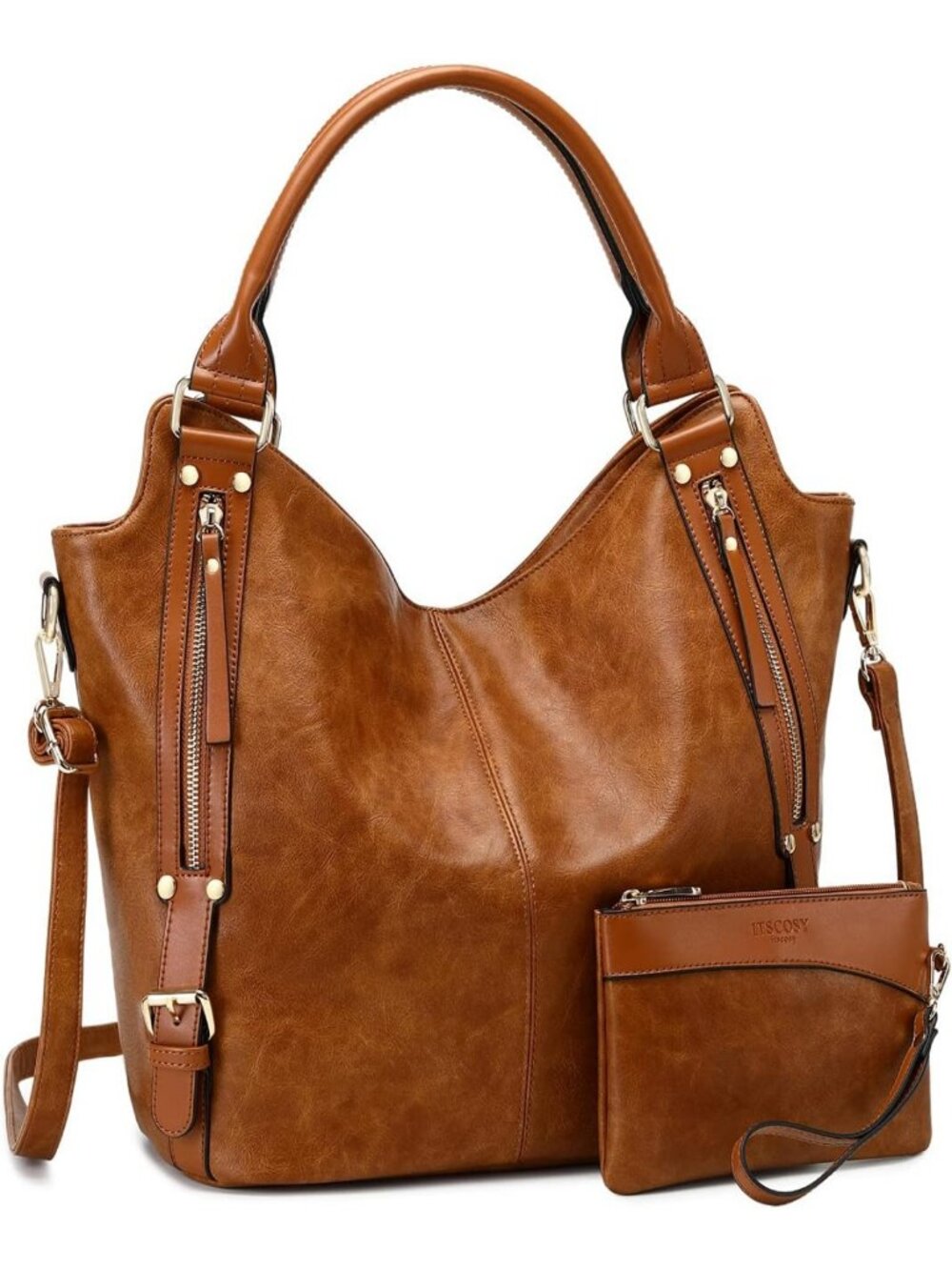 Stylish PU Leather Tote Bag for Women - Fashionable Hobo Shoulder Bag with